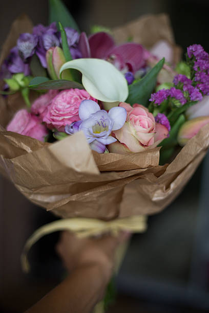 istock bouquet of pink flowers on dark background Rustic 603287260