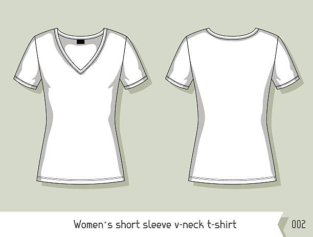 damski t-shirt z dekoltem w serek. szablon do projektowania - shirt letter t t shirt template stock illustrations