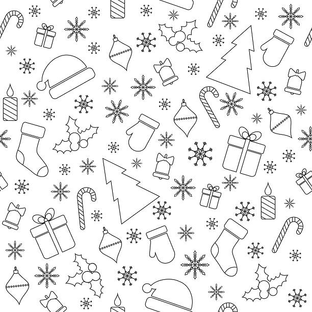 illustrazioni stock, clip art, cartoni animati e icone di tendenza di vettore seamless pattern di natale - vector illustration and painting backgrounds sock