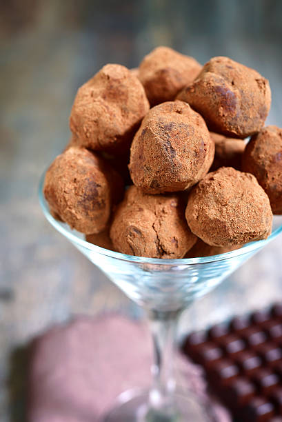 istock Homemade chocolate truffles in a glass. 603315758
