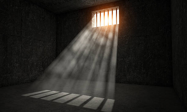jail point of view windows jail and sun rays 3d image prisoner stock pictures, royalty-free photos & images