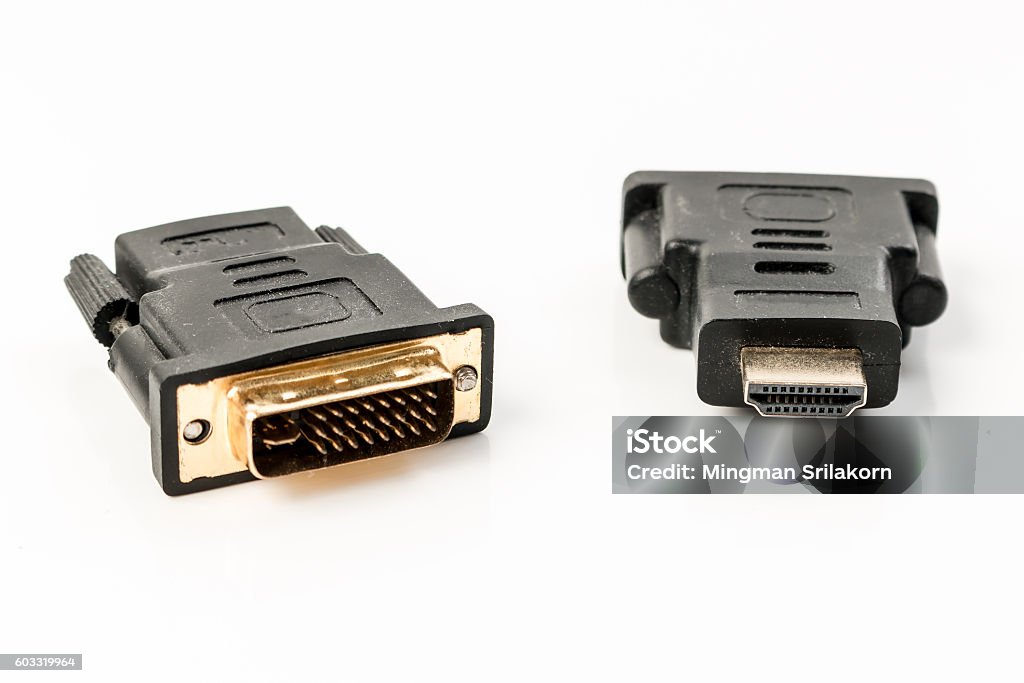 DVI zu HDMI Digital Port Konverter - Lizenzfrei Computerbildschirm Stock-Foto