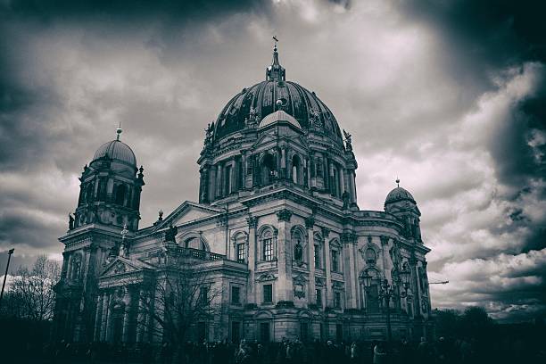 berlin germany cityscape view from above in black and white