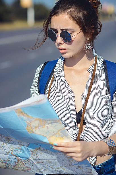istock Young woman with map, Journey, Travel concept 603827870