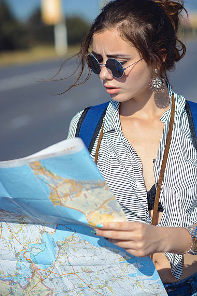 istock Young woman with map, Journey, Travel concept 603828530