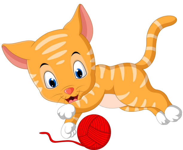 ilustrações de stock, clip art, desenhos animados e ícones de engraçado gato mulher - feline toy curve isolated