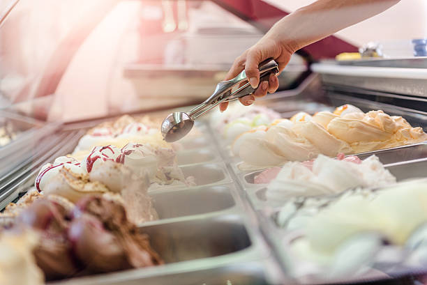 Woman serving ice cream