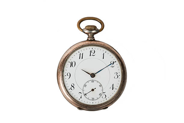 istock Old vintage round pocket watch isolated on white 603852256