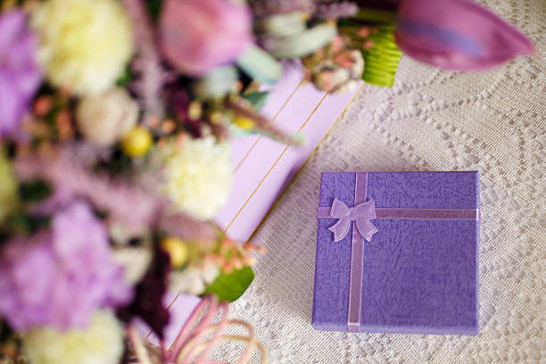 istock floral decoration with box for a gift 603853042