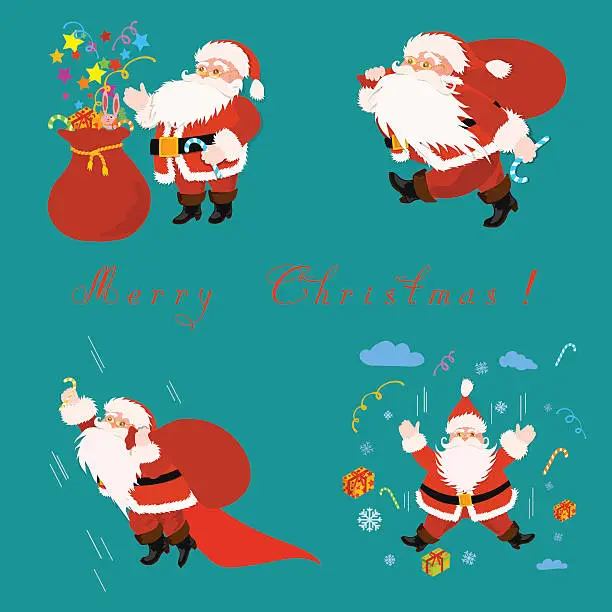 Vector illustration of Set of Santa Claus