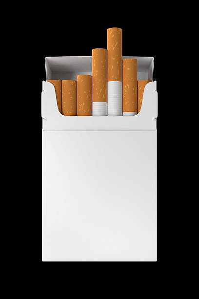 zigarettenpackung leer 20 sticks harte ecke design vorlage offen - cigarette pack stock-fotos und bilder