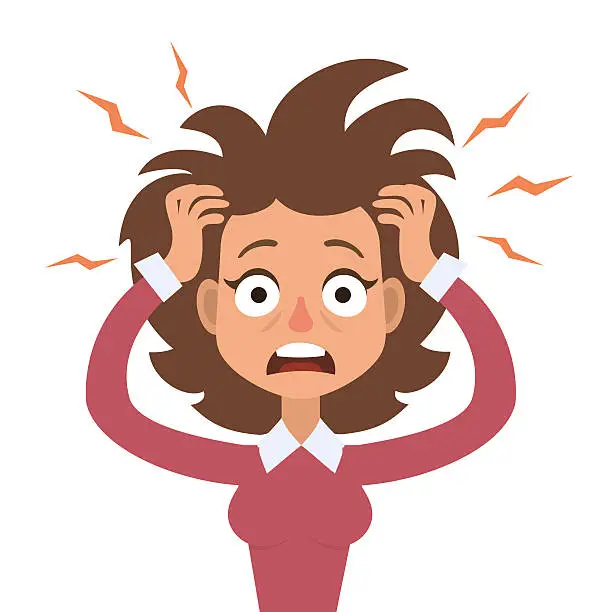 Vector illustration of Stressed woman