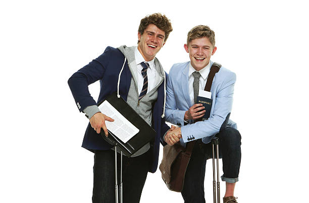 istock Happy brothers standing together 603864412