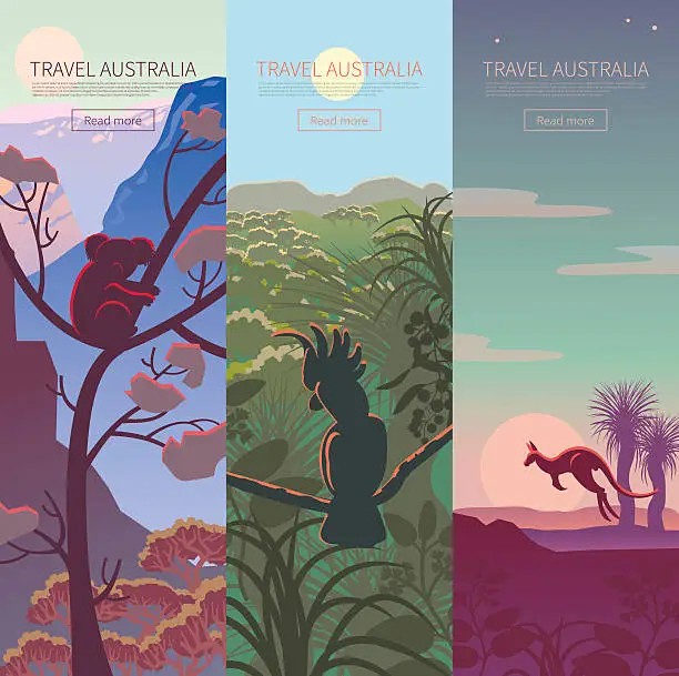 Vector illustration of Set of Australian travel posters
