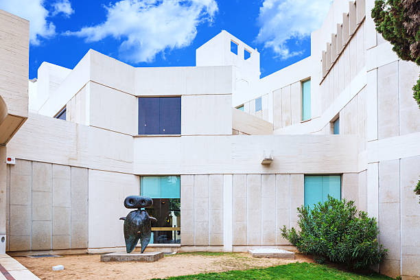 Barcelona, SPAIN - April 22, 2016: Fundacio Joan Miro - 1975, is a museum of modern art with the works by Joan Miro, located on the hill called Montjuic in Barcelona, Spain. Architect: Josep Lluis Sert. Front view