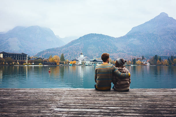 istock Young couple near the lake 603866128