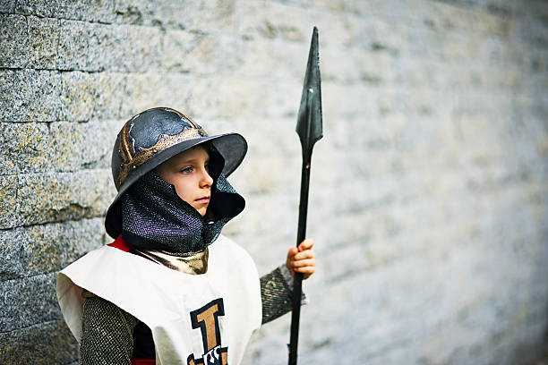 istock Little city guard guaring the castle 603867278