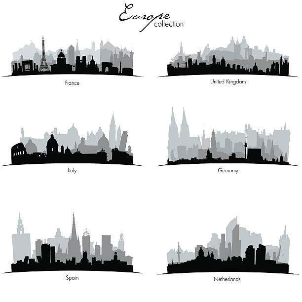 Vector european coutries silhouettes - ilustração de arte vetorial