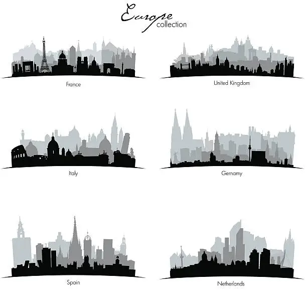 Vector illustration of Vector european coutries silhouettes