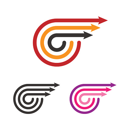 Logo Template Set. Three Arrows. Line Style Logotype. Vector