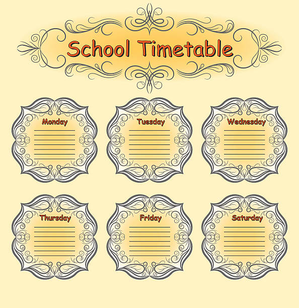 bildbanksillustrationer, clip art samt tecknat material och ikoner med weekly school timetable. schedule. - skol schema