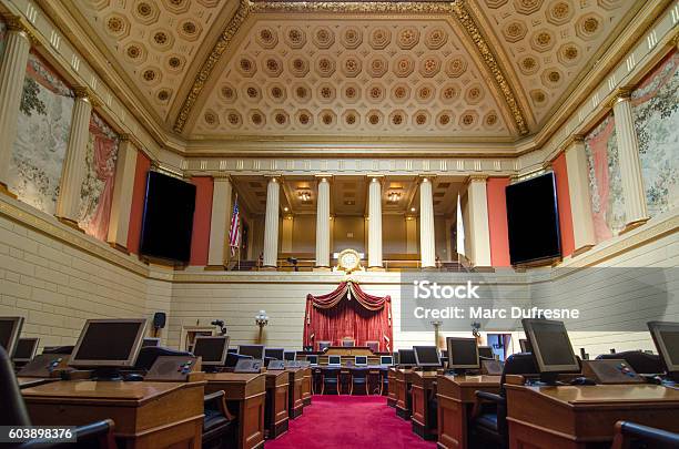 House Chamber Of Representatives In Providence State House Stock Photo - Download Image Now