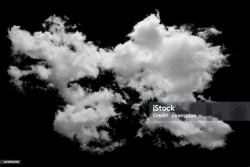 White cloud isolated on black background Cloud - Sky Stock Photo