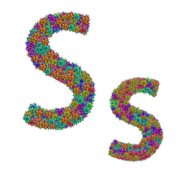 letter S made from bromeliad flowers isolated on white background with clipping path