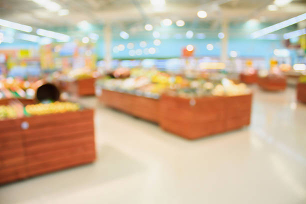istock Supermarket store blur background with bokeh 603902850
