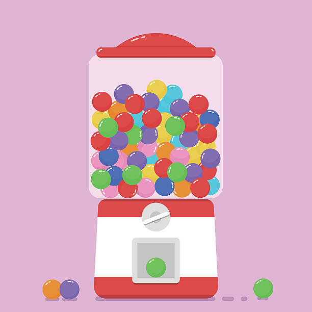 bunte bubblegum gumball maschine. - kaugummiautomat stock-grafiken, -clipart, -cartoons und -symbole