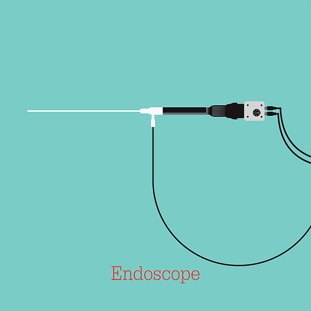 medizinisches instrument endoskop für die forschung verschiedener krankheiten. - darmspiegelung stock-grafiken, -clipart, -cartoons und -symbole