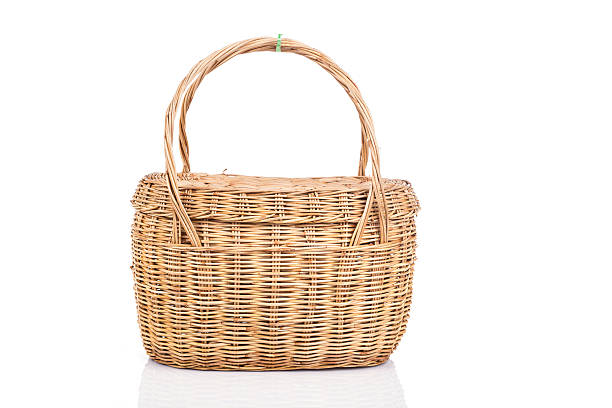 istock Handmade rattan basket isolated on white background 603905882