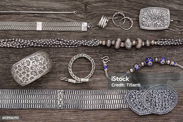Silver Jewelry Stock Photo - Download Image Now - Antique, Art, Art And Craft