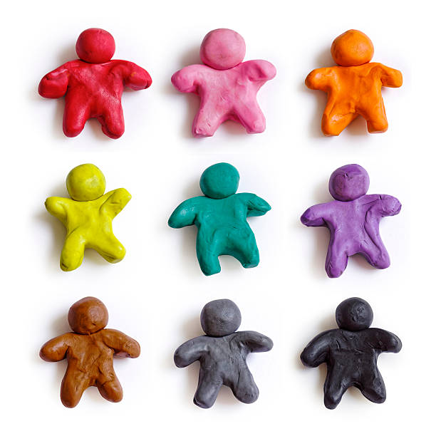 istock Set of colorful plasticine peoples isolated on white background. 603910532