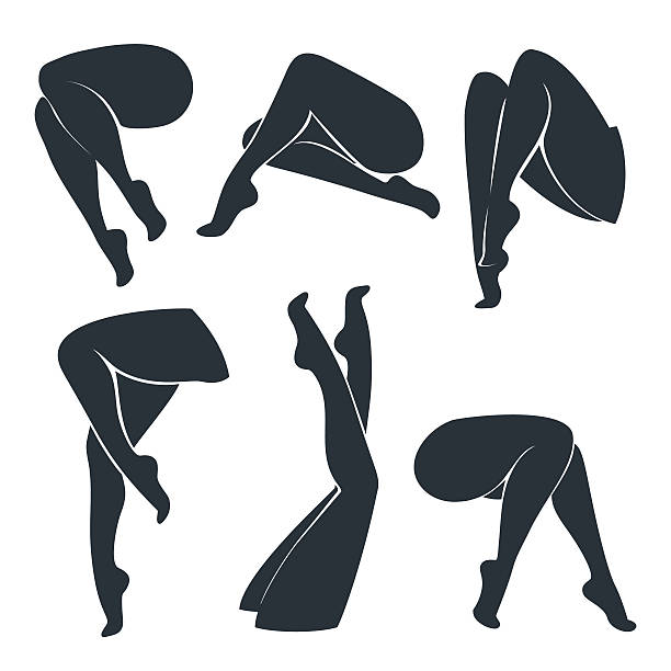 ilustraciones, imágenes clip art, dibujos animados e iconos de stock de conjunto de siluetas de patas femeninas aisladas sobre fondo blanco. - stockings human leg female women