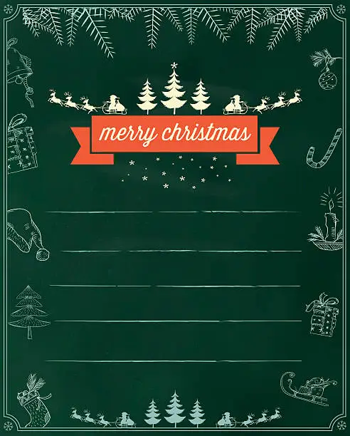 Vector illustration of vintage christmas badge on green chalkboard