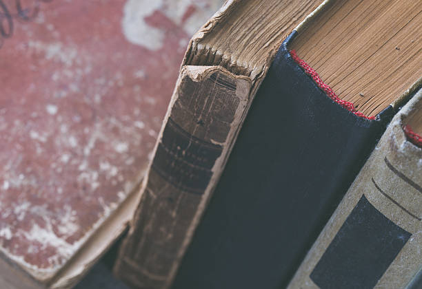 istock Stack of old tattered books close up 603911272