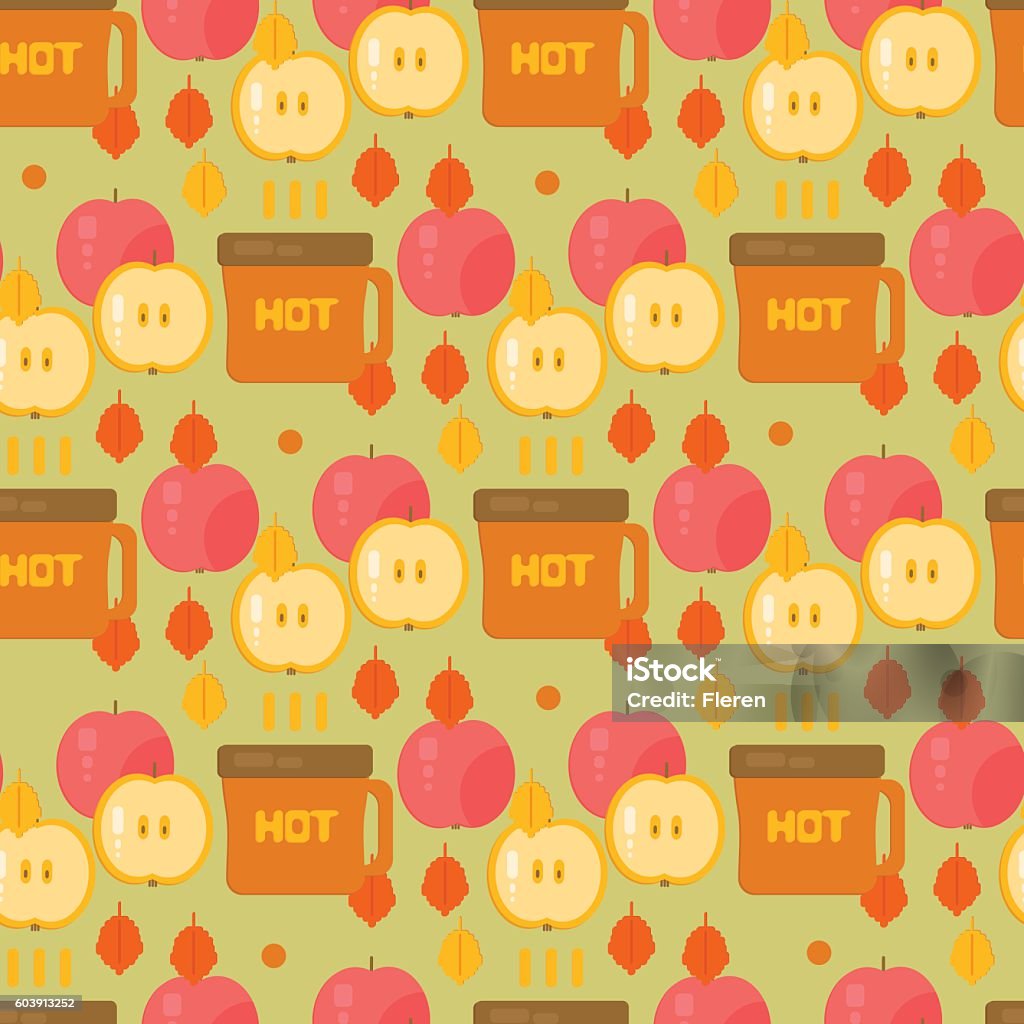 Coffe and apples pattern Coffe and apples pattern. Autumn vector background. Backdrop for wrapping, wallpaper, textile. Aspen - Colorado stock vector
