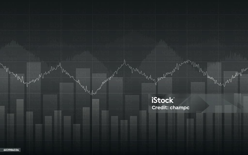 Abstract Business Chart With Line Graph On Gray Color Background Stock ...