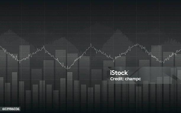 Abstract Business Chart With Line Graph On Gray Color Background Stock ...