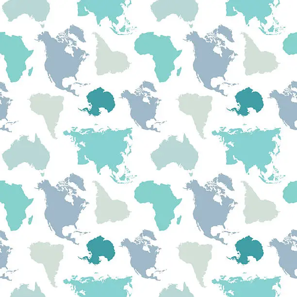 Vector illustration of seamless pattern of continents.