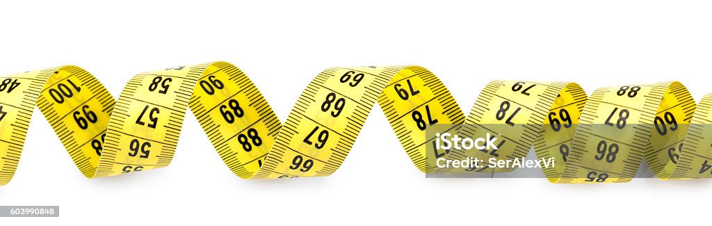 Measuring tape Measuring tape on white background. Diet concept Dieting Stock Photo