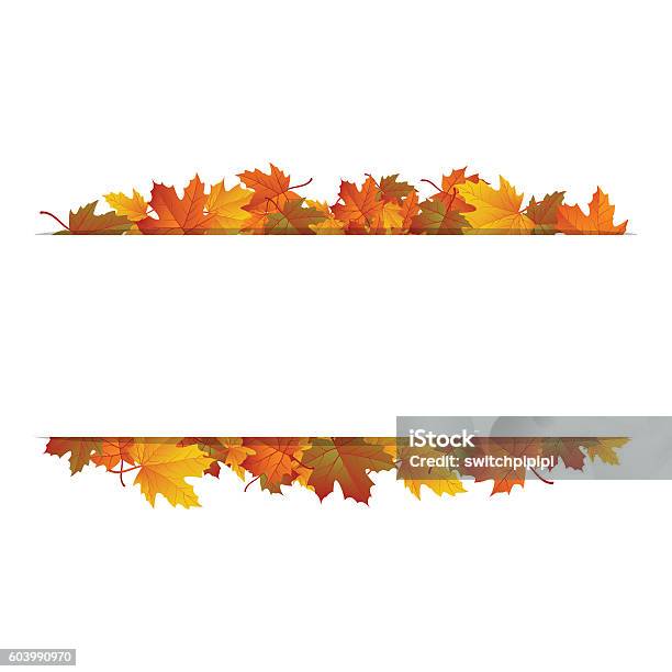 Autumn Leaves Around Blank Rectangle Vector Banner Stock Illustration - Download Image Now