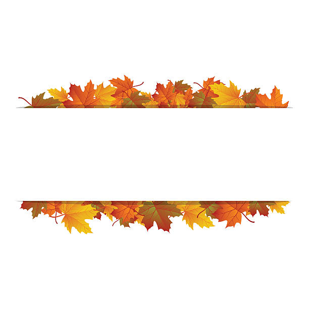 autumn leaves around blank rectangle. vector banner - fall 幅插畫檔、美工圖案、卡通及圖標