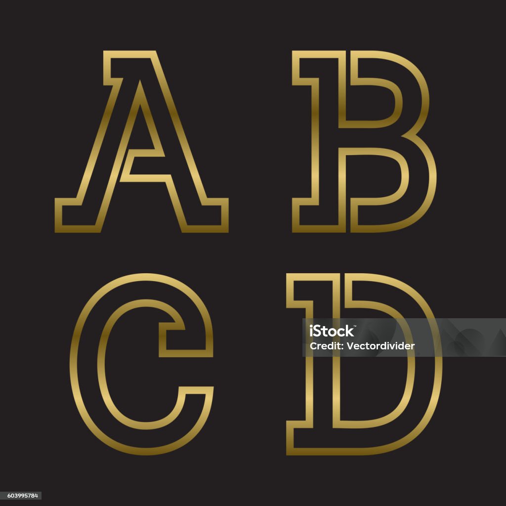 Golden Abcd Abcd Gold Stamped Letters Stock Illustration - Download Image Now ...
