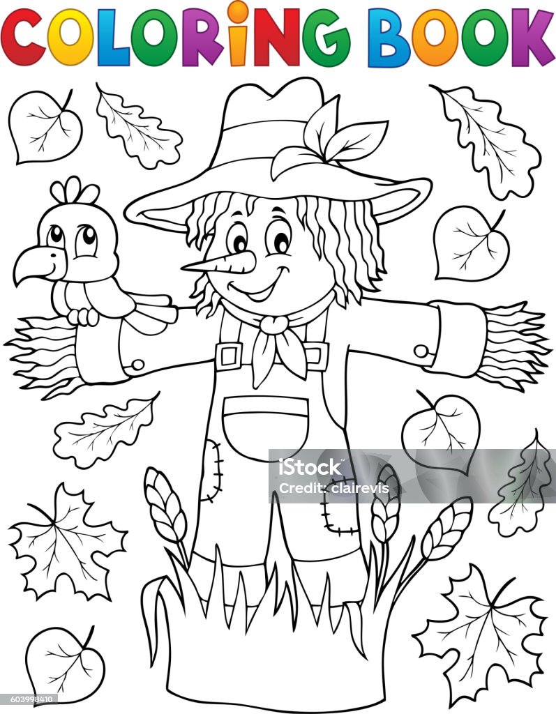 Coloring book scarecrow theme 1 Coloring book scarecrow theme 1 - eps10 vector illustration. Coloring Book Page - Illlustration Technique stock vector