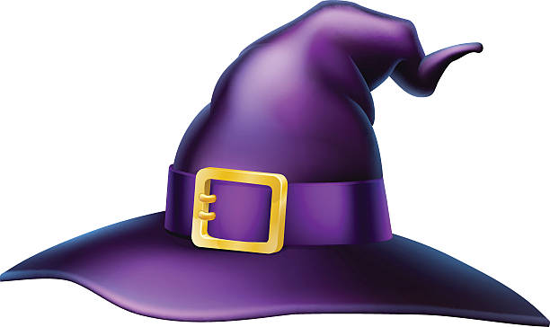 Halloween Witch Hat Cartoon Halloween witchs hat with a gold buckle buckle cartoon stock illustrations