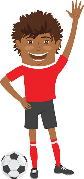 ilustrações, clipart, desenhos animados e ícones de jogador de futebol afro-americano engraçado vestindo camiseta vermelha - football player football american football stadium american football