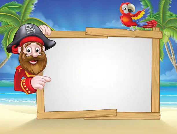 Vector illustration of Cartoon Pirate Beach Background