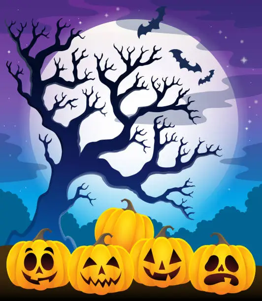 Vector illustration of Halloween pumpkins theme image 2